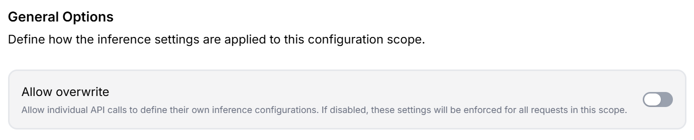 General Options with the Allow overwrite setting